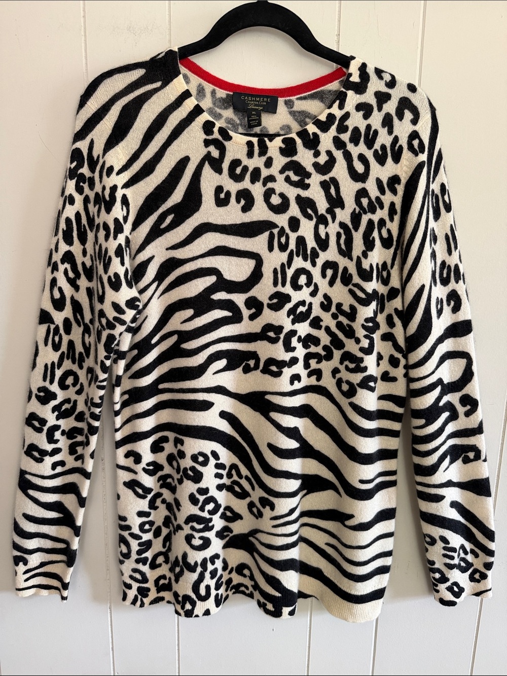 Cashmere Animal Print Sweater Size XL Maximalist Indie Sleaze Mob Wife